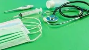 An array of medical equipment, including a stethoscope